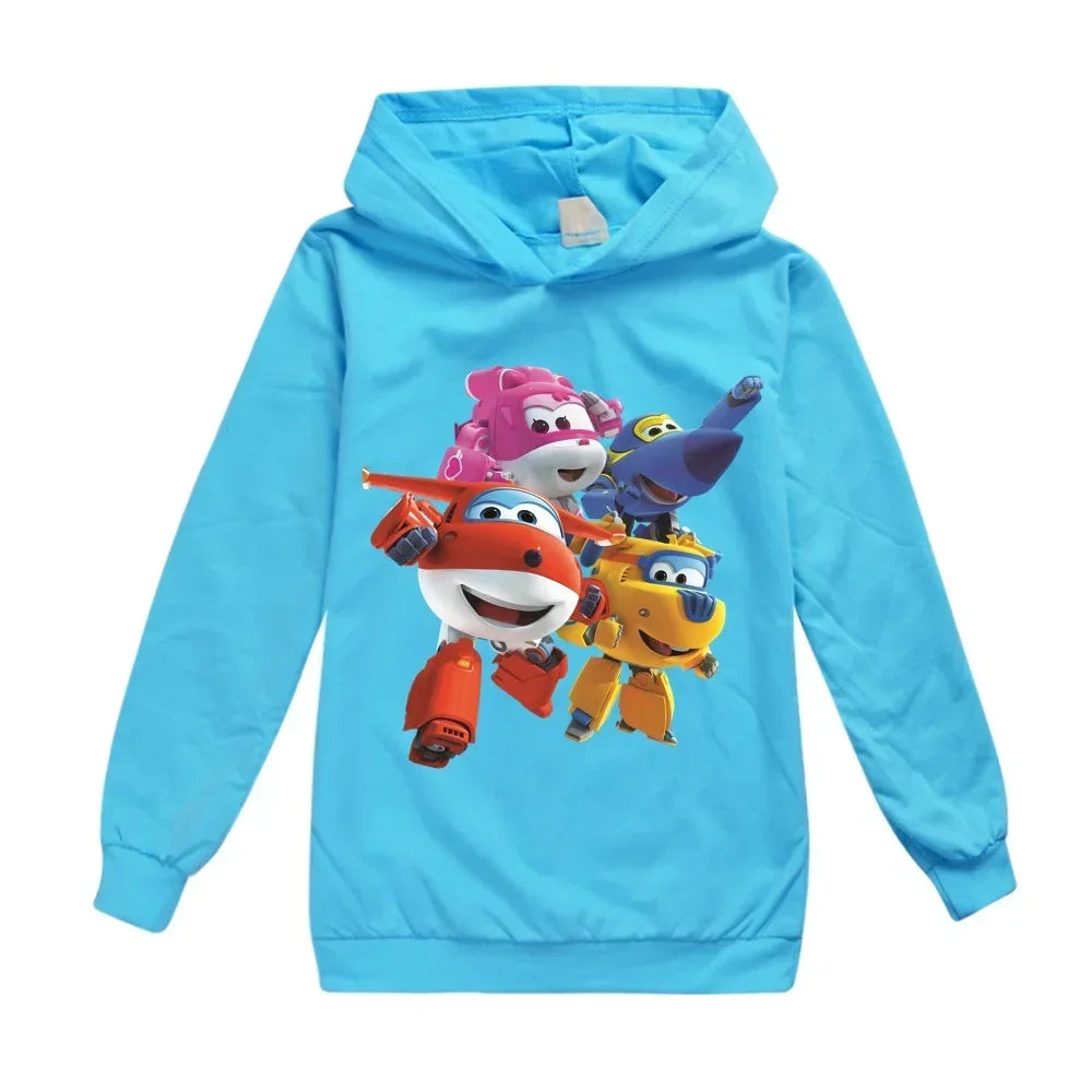 2-16Years Autumn Costumes Super Wings Hoodie Kids Clothes Boys Sweatshirts Cartoon Tops Toddler Girls Outfits Baby Boy Coats