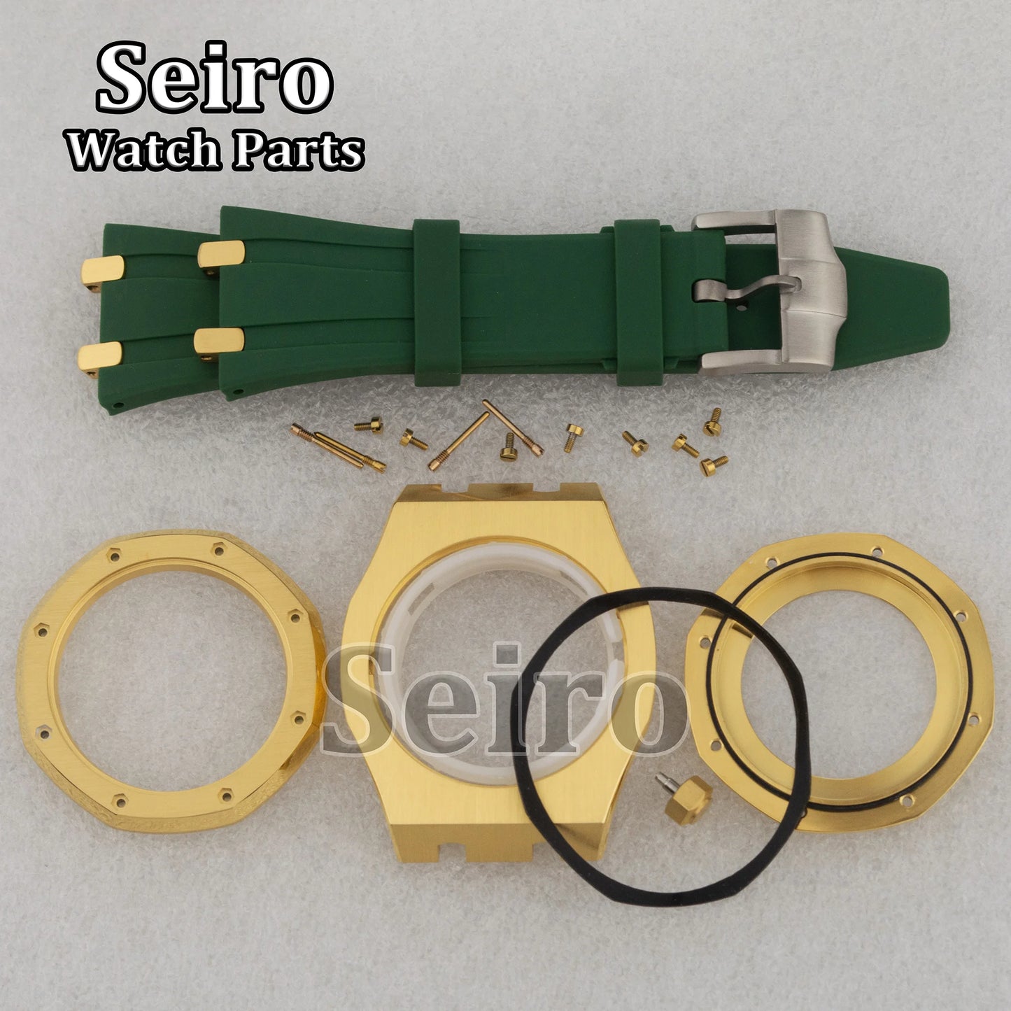 42mm Octagon Watch Case Rubber Strap Sapphire Crystal 10bar for 31.8mm Dial Royal Oak NH35 NH36 Movement Watch Modified Parts
