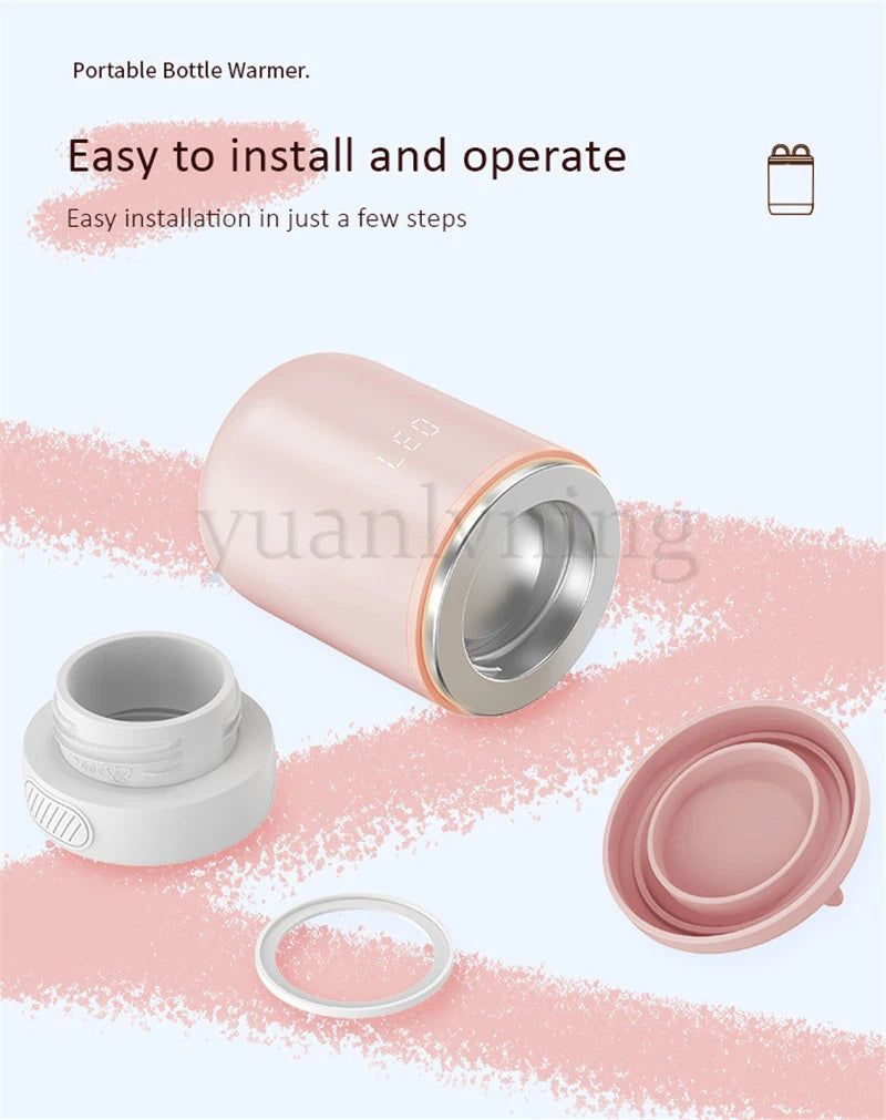 Portable Baby Bottle Warmer Wireless 8800mAh Fast Heating &Sterilizer Waterproof Breastmilk Warmer with 3 Adapters
