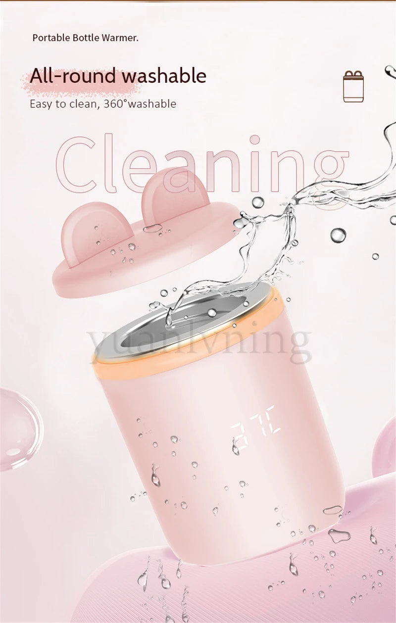 Portable Baby Bottle Warmer Wireless 8800mAh Fast Heating &Sterilizer Waterproof Breastmilk Warmer with 3 Adapters