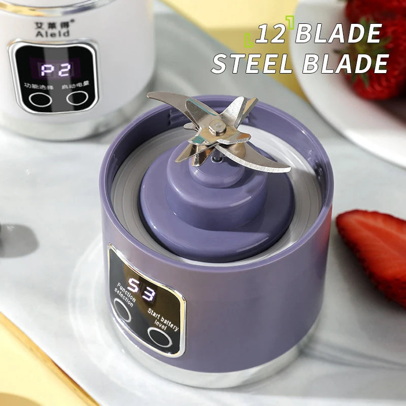 1 Small Portable Blender and Juicer - Rechargeable via USB, Personal Wireless Blender with Stainless Steel Blades