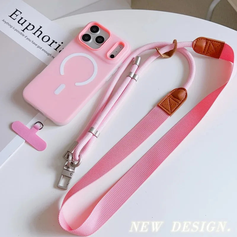 Universal Lanyard Case For iPhone 17 Pro Max 14 12 11 13 15 16 Plus Magnetic Shockproof Candy Crossbody Neck Cord Strap Cover
