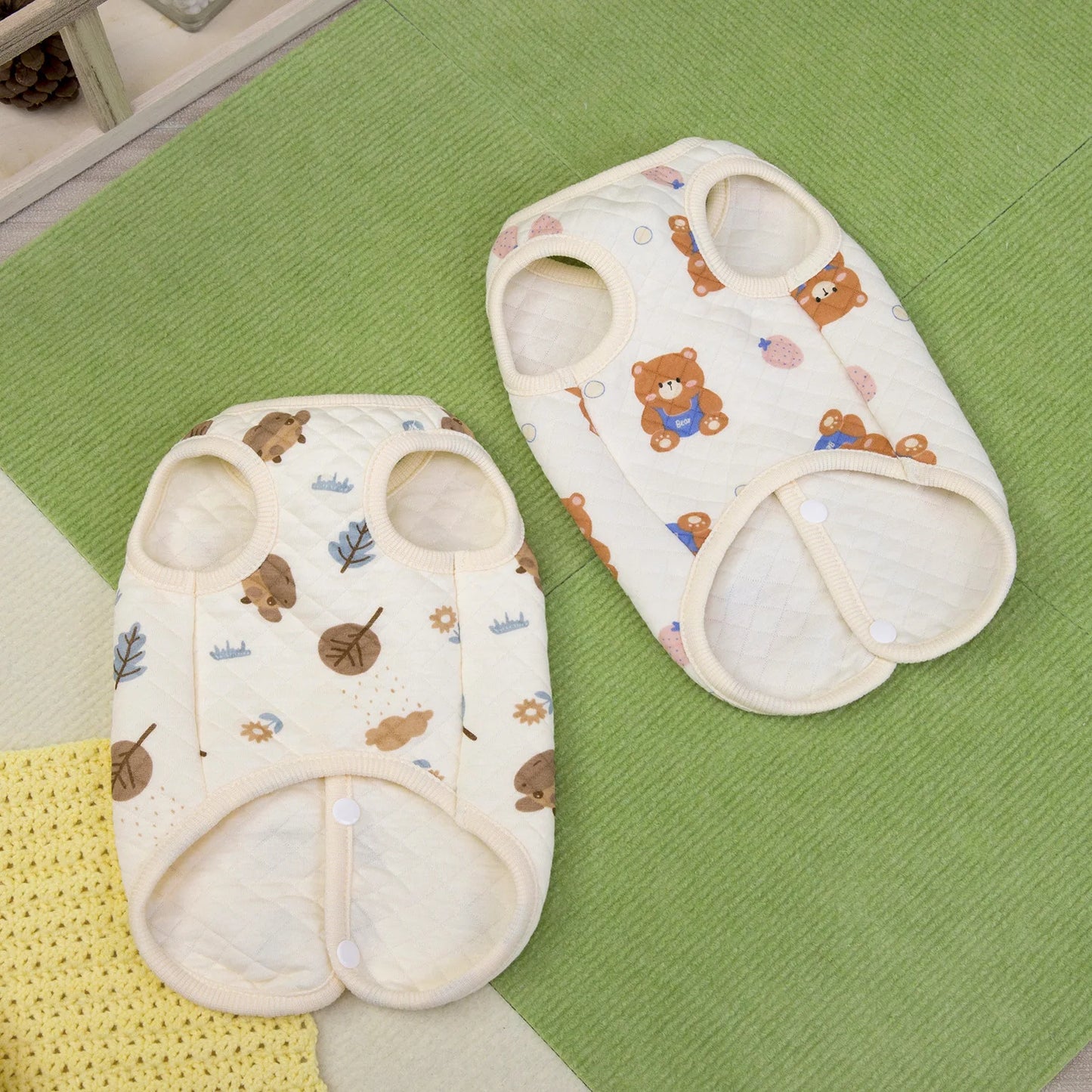 Pet Vest Small Dog Clothes Cat Autumn Winter Bear Pattern Warm Comfortable Baby Cotton Vest Teddy Bechon Small Dog Clothes
