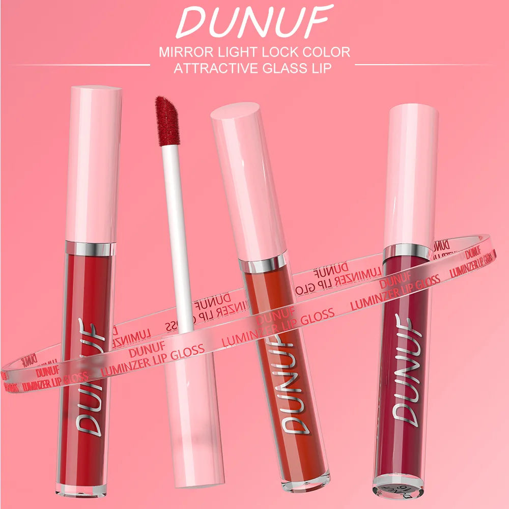 DUNUF High Quality Mirror Gloss Herorange Lipstick Lip Gloss Make-up Lightly Glass Moisturizing Plump Lip stick Lipgloss Gifts