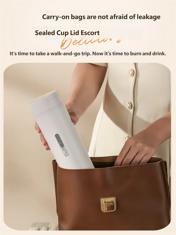 HOMEFISH 450ML Electric Kettles Portable Tea Coffee Kettle Travel Boil Water Thermal Cup Anti-Scald Water Bottle English Menu