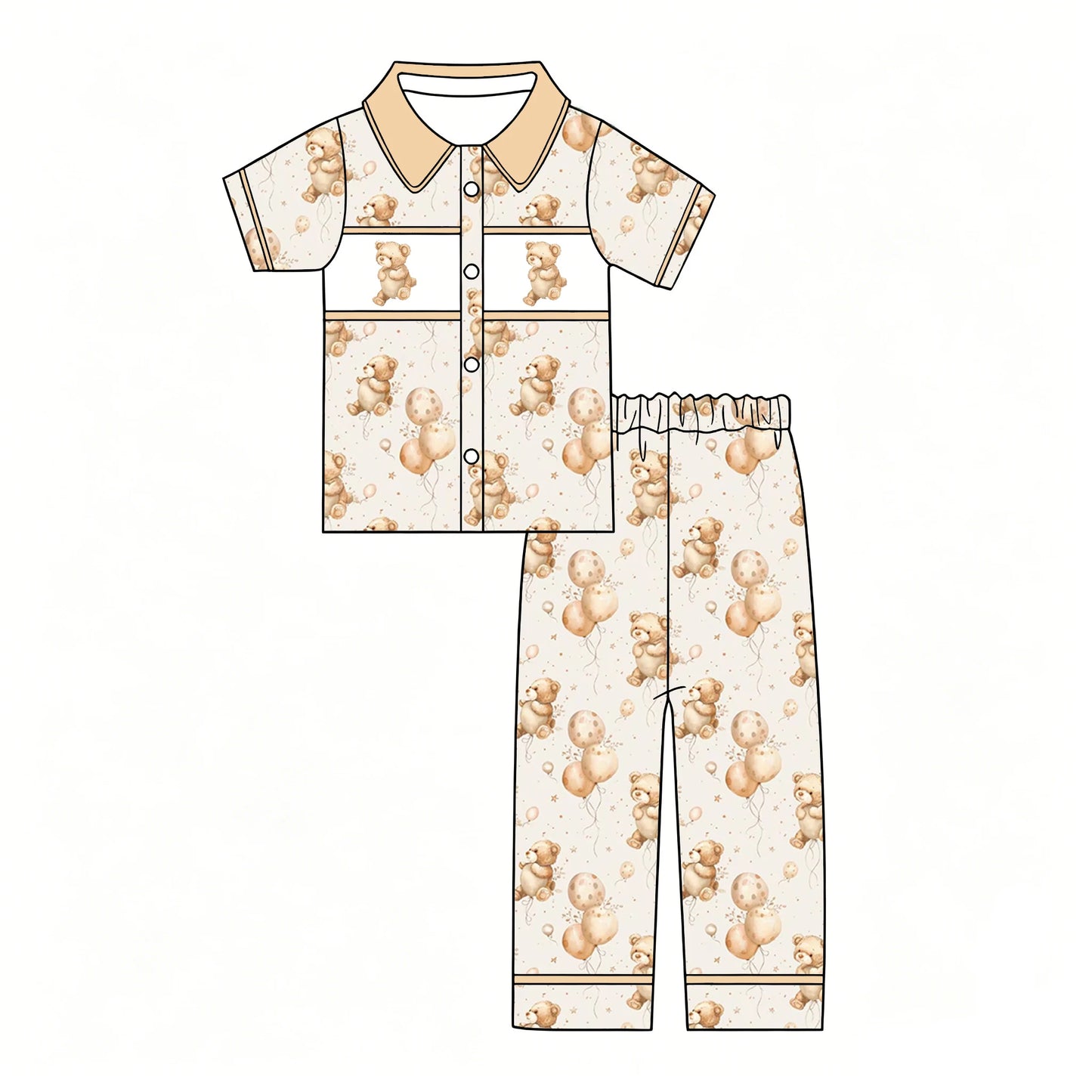 New Kids Halloween Ghost Pumpkin Outfit Girls Puff Sleeve Dress Boys Button Collar Shirt Ruffle Pants Christmas Bear Set