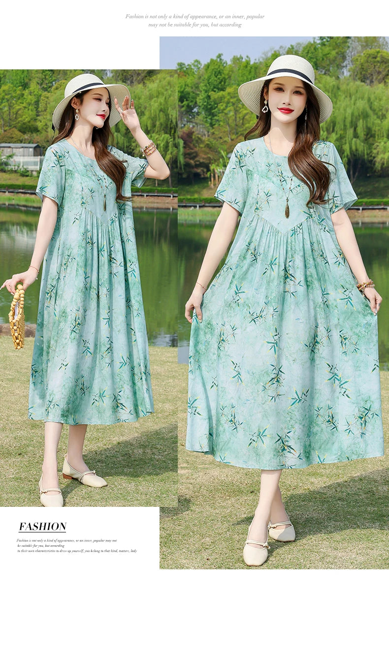New Fashion Summer Dresses For Women 2025 Elegant Casual Short Sleeve Dress Soild Colour Women Clothing