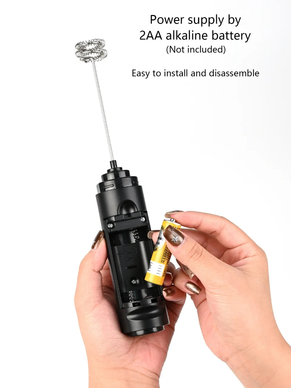 Handheld Electric Milk Coffee Mixer, High-Speed Cream Mixer, AA Battery Powered Latte and Cappuccino Kitchen Appliances