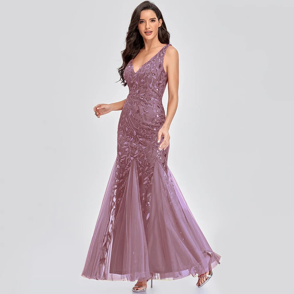 Sexy vintage Maxi Sequin cocktail Dress bridesmaid Prom Dresses for Women Casual Party Long sleeve club Bodycon Dress vestidos