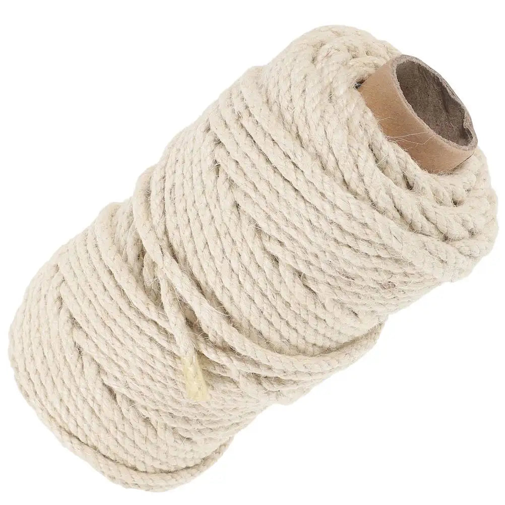 50m White Sisal Rope for Cat Scratching Post DIY Multi function Hemp Twine Sturdy Cuttable Wear resistant 5mm Cat Tree Accessory