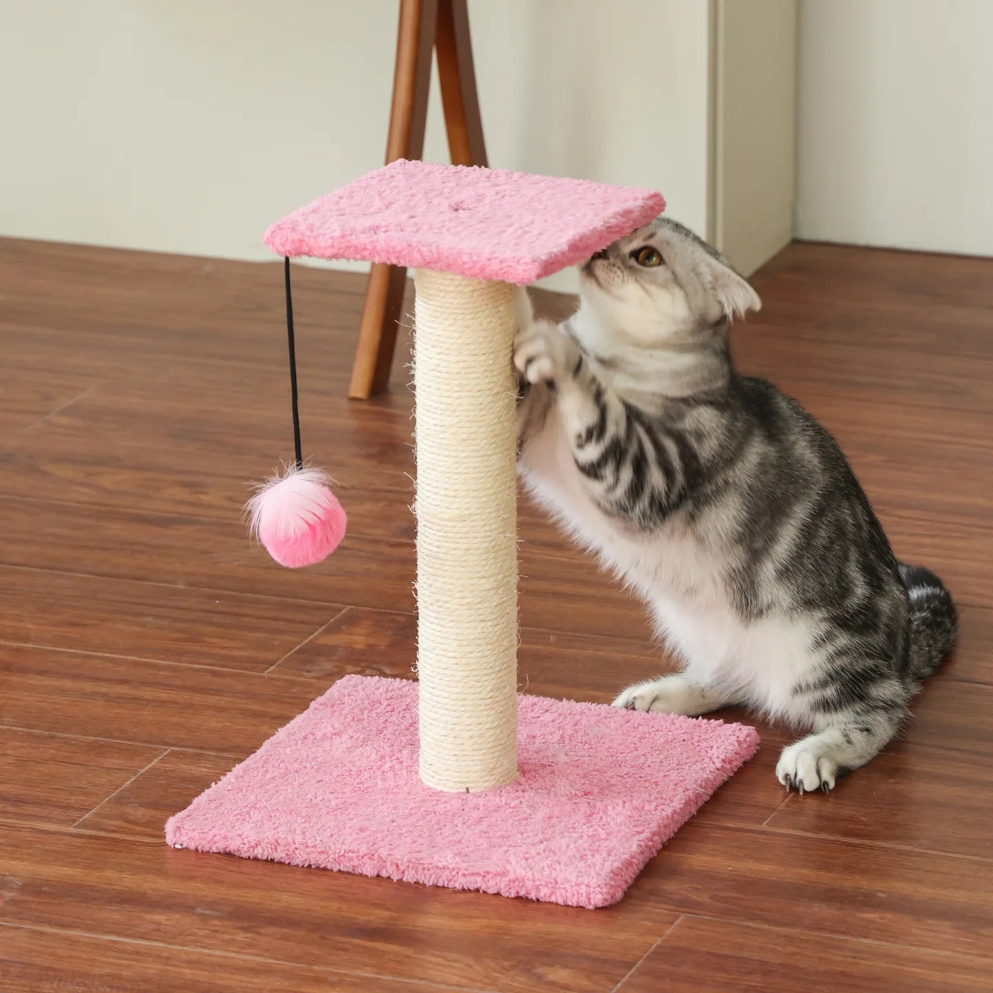 Agave Non-Shedding Cat Tree Vertical Scratching Post with Toy Self-Amusement Cat Toy Scratching Board for Cats