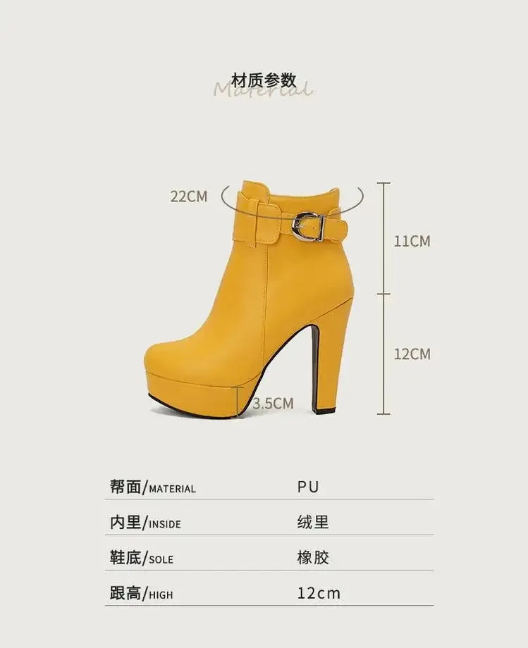 Fashion Boots Women Shoes Autumn Winter Sexy Platform Ankle Boots for Women Black Red Yellow White Short Lady Shoes Large Size