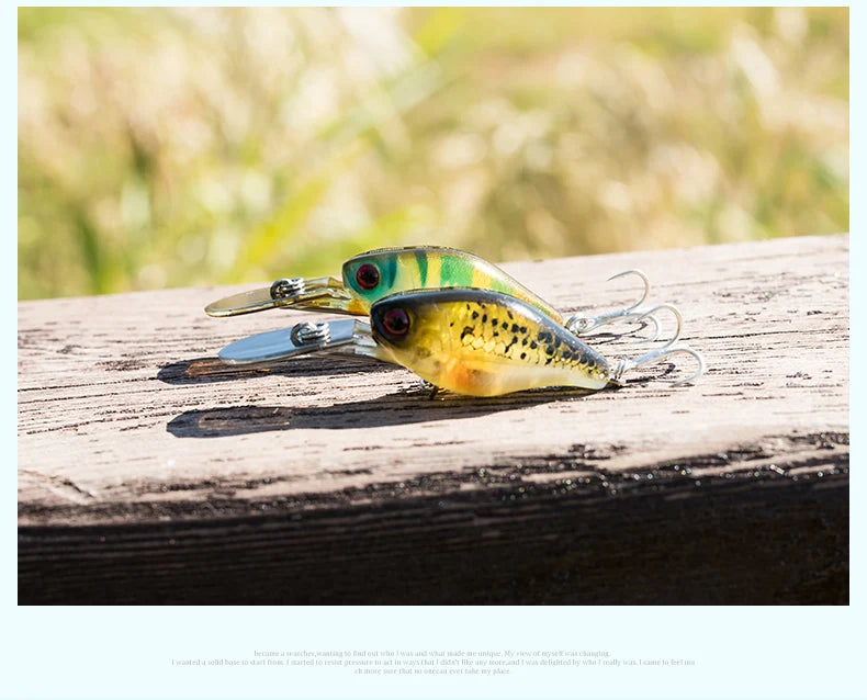 Kingdom 37mm 5g Minnow Fishing Lures Slow Sinking Crankbaits Artificial Hard Wobblers Bait for Freshwater Bass Fishing