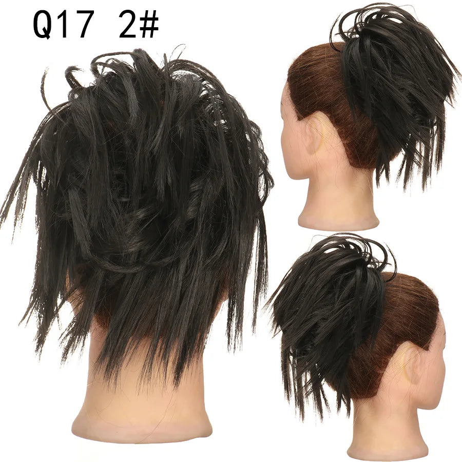 Synthetic Hair Bun Extensions Messy Curly Elastic Hair Scrunchies Hairpieces Synthetic Chignon Donut Updo Hair Pieces for Women