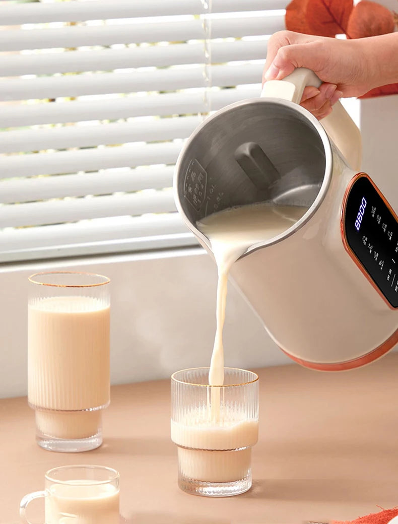 1500ml Multi-Function Electric Soy Milk Maker with Large Touchscreen Display, 10-Blade Mixer, Blender, and Nut Milk Maker