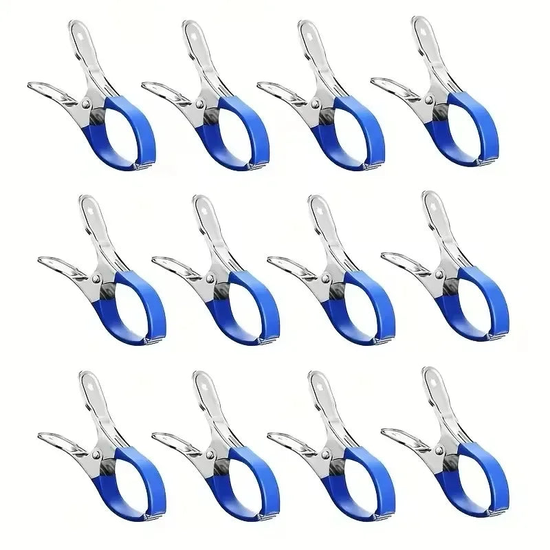 6/12pcs Durable Stainless Steel Pool Cover Clips with Plastic Handles - Heavy Duty Windproof Spring Clips Clothesline Clip