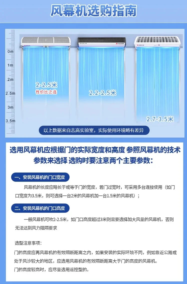 Chigo 220V Commercial Silent Air Curtain Wind Barrier for Restaurant Shop Supermarket Cold Storage LYH