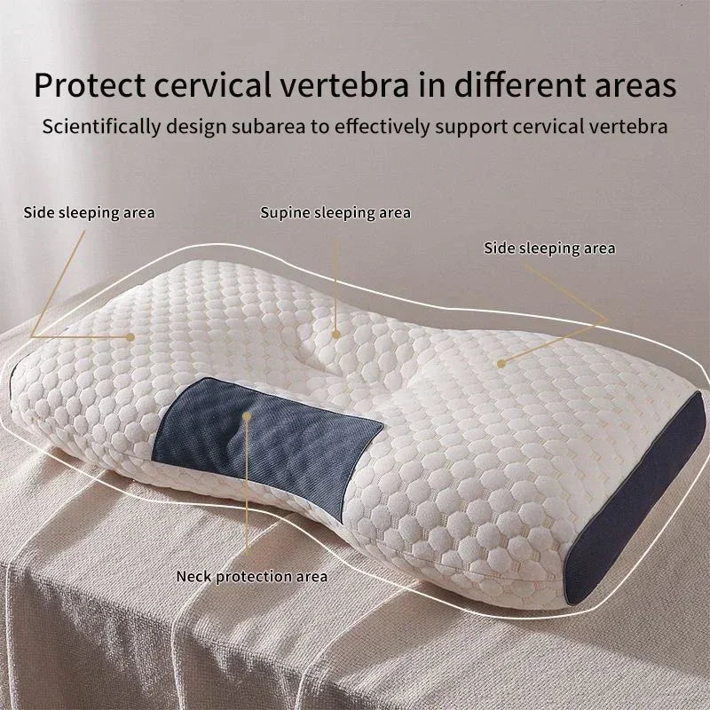 Knitted Cotton Pillow Core Ergonomic Cervical Support Sleep Aid Pillow For Adults Household Dormitory Students