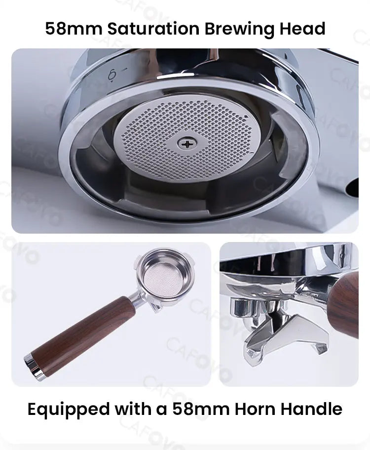 CAFOVO E161G 3-in-1 Semi-automatic Coffee Machine with Burr Grinder Frothing Milk for Home Barista Espresso & Cold Brew 220V