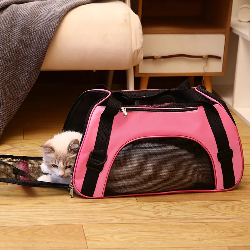 Outdoor Car Cat Travel Bag Portable Cat Carrier Dog Kitten Backpack Pet Handbag Breathable Mesh Cross Bag For Cat accessories
