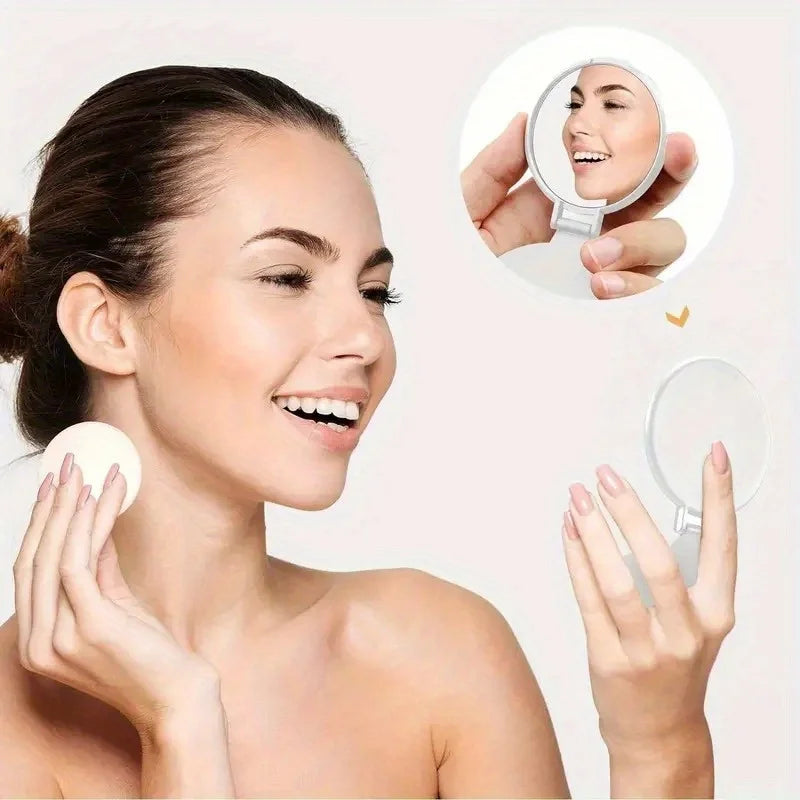 50pcs Portable Mini Folding Makeup Mirrors - Battery-Free 2.75x2.44inch Black Pink , Travel Grooming Mirror for Skincare Tools