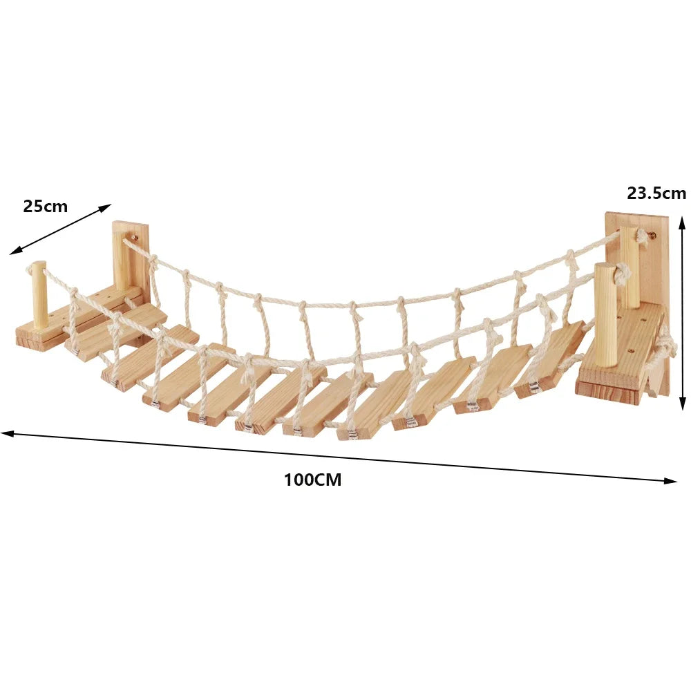 Cat Climbing Shelves Wall Mounted Cat Tree Sisal Scratching Post Cats Hammock House Jumping Platform Rope Ladder Pet Furniture