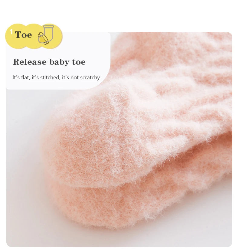 3 Pairs/Lot Winter Warm Baby Mid Tube Socks Soft Thickned Newborn Long Socks Solid Color Toddler Socks For Boysd And Girls
