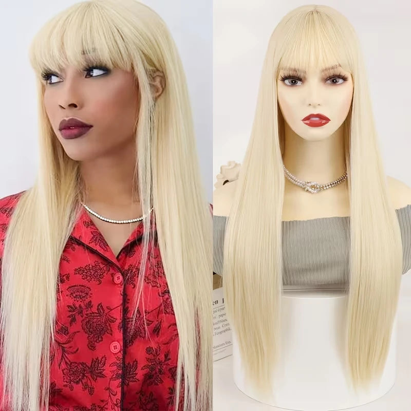 Long Straight Hair Orange Synthetic Wig for Halloween Party Cosplay Role-Playing Wig for Daily Party Hot Summer Hairpiece