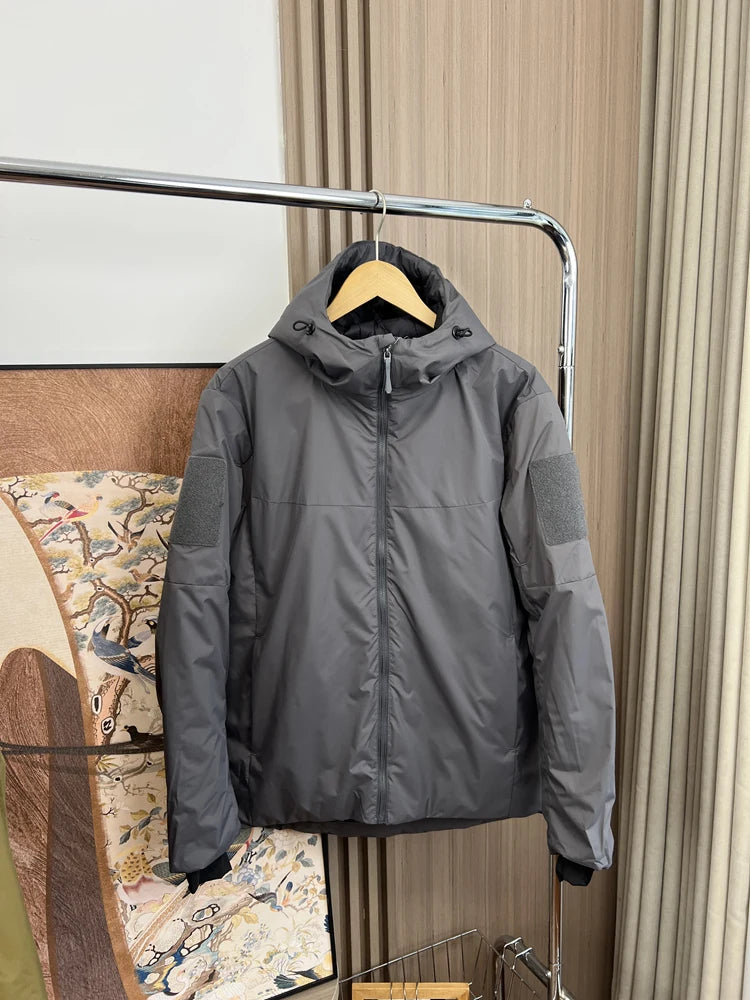 Winter Windproof Cotton Jacket For Men Outdoor Waterproof Hooded Thicken Coat American Casual Fashion Simple Warm Overcoat