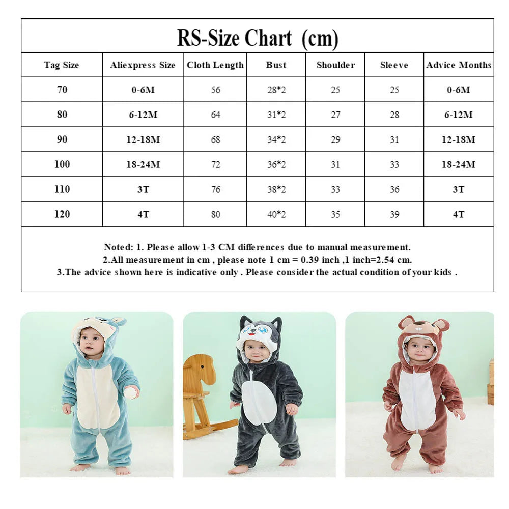 Autumn Winter Cartoon Style Winter Long Sleeve Baby Boys Girls Rompers Toddler Kids Playsuit Jumpsuits Baby Clothes Child Onesie