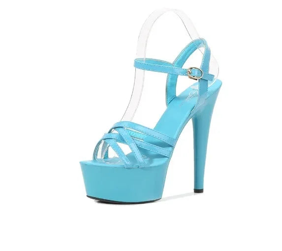 High Heels Model Sexy Black Waterproof Platform 15cm Ultra High Heel Sandals Women Summer Show off Tool for Women Shoes