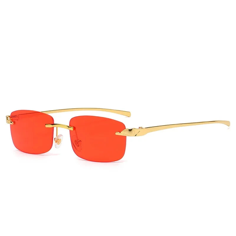 Fashion Vintage Rimless Square Sunglasses Women Men Luxury Brand Designer Popular Travel Driving Metal Small Sun Glasses