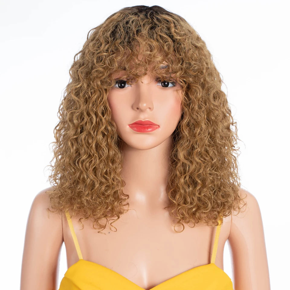 Lekker Blonde Long Pixie Afro Kinky Curly Bob 100% Human Hair Wigs For Women Brazilian Remy Hair Full Machine Made Clearance