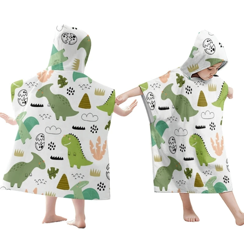 Toddler Kids Beach Towel Cotton Bathrobe Baby Boys Girls Dinosaur Animal Hooded Bathing Towel 60x60cm Children Dinosaur Blanket