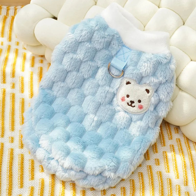 Winter Dog Clothes Fleece Dog Coat Solid Puppy Hoodies Chihuahua Sweatshirt Bichon Yorkie Clothing Dog Warm Vest Pet Pullover