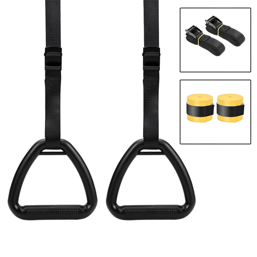 Gymnastic Rings with Adjustable Straps Pull Up Handles Non-Slip Fitness Rings for Chlidren Adult Home Workouts Strength Training