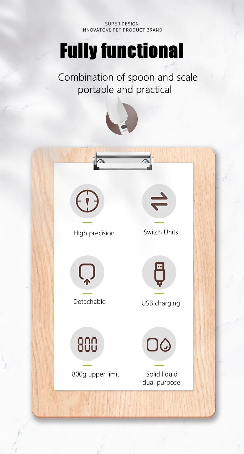 800g/1g Portable LCD Digital Kitchen Scale Home Electronic Measuring Tool  Pet Dog and Cat Digital Feeding Bowl Weighing Spoon
