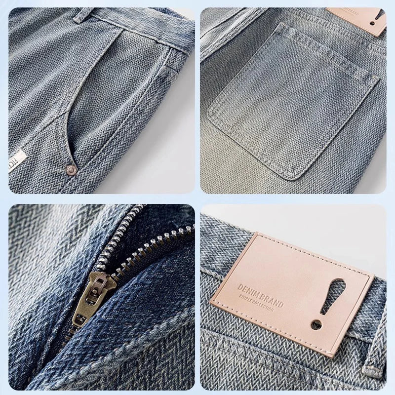 Men Trend Starry Sky Pattern Jeans Male Summer American Vintage Lightweight Breathable Denim shorts Loose Straight Casual Shorts