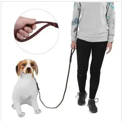 Handmade Genuine Leather Braided Dog Leash Heavy-Duty Training Lead with Metal Hook for Medium/Large Pets Dog Collar