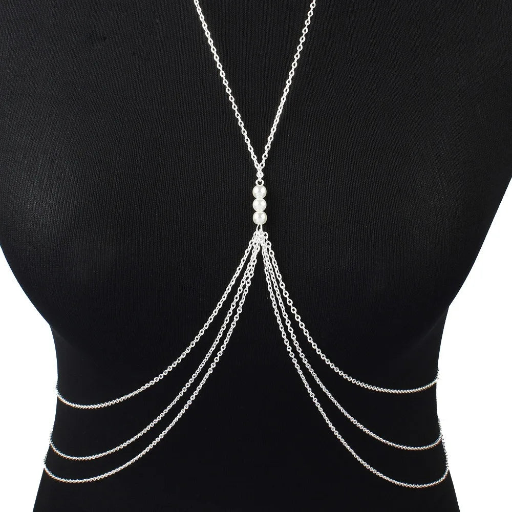 Simple Sexy Chest Chain Bikini Belly Chains for Women Cross Waist Chains Female Body Suit Girl Fashion Beach  Jewelry
