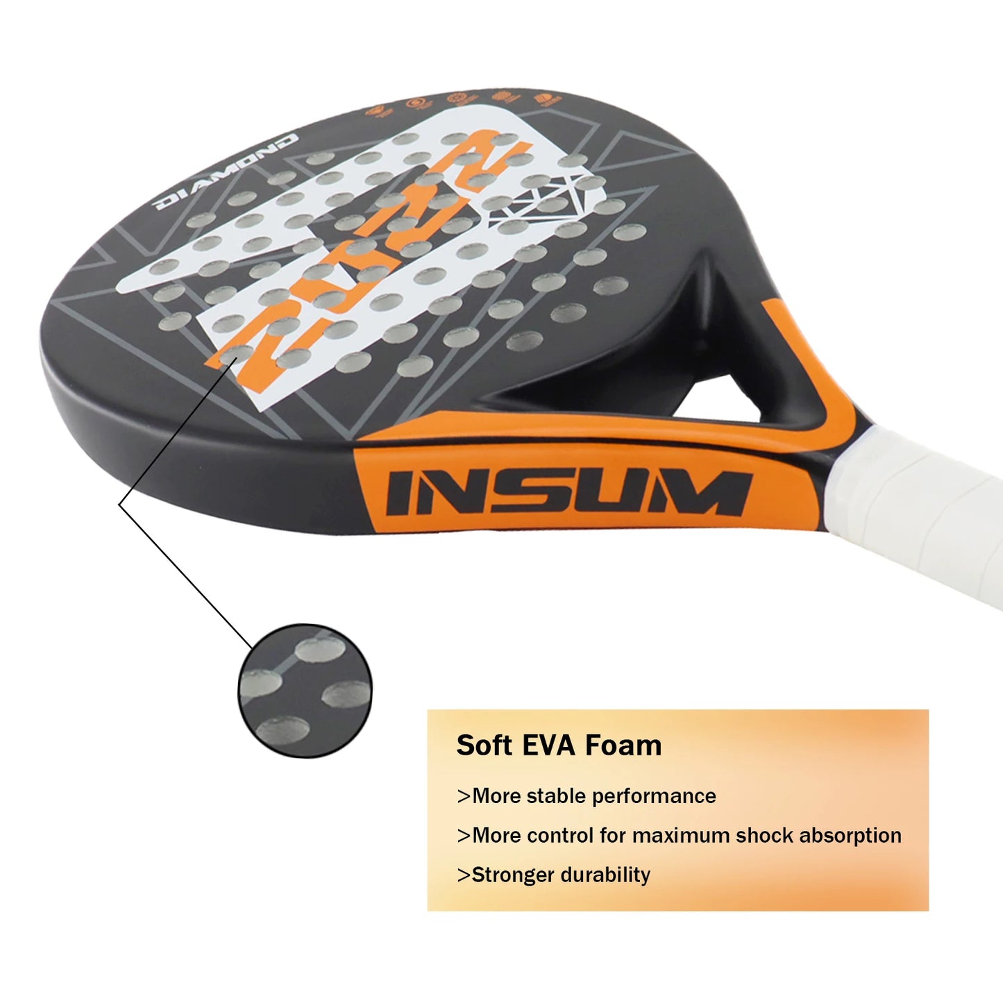 INSUM Padel Racket 2022 Carbon Fiber Soft EVA Surface High Balance Diamond Shape Sports Racket for Advanced Players Paddle