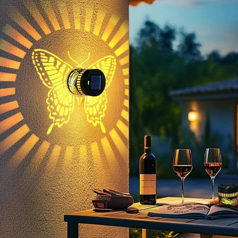 Solar Mandala Wall Lamp Outdoor LED Waterproof Fence Lamp for Garden Lawn Estate Porch Corridor Courtyard Decoration Wall Light