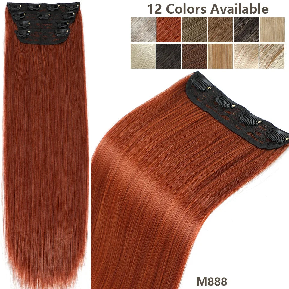 24Inches 200Grams M888 Ombre Blond 27/613 4Clips In Straight Hair Extensions Bio Heat Resistant Soft Nature Synthetic Hairpieces