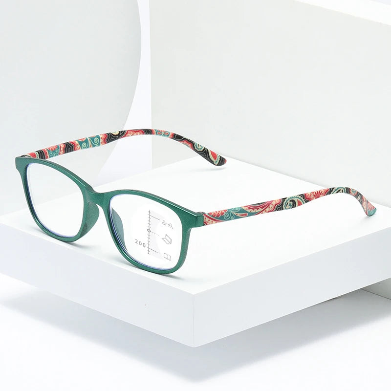 Progressive Multifocal Reading Glasses Women Anti Blue Light Presbyopia Eyeglasses Computer Eyewear Look Near Far +1.0 To +4.0
