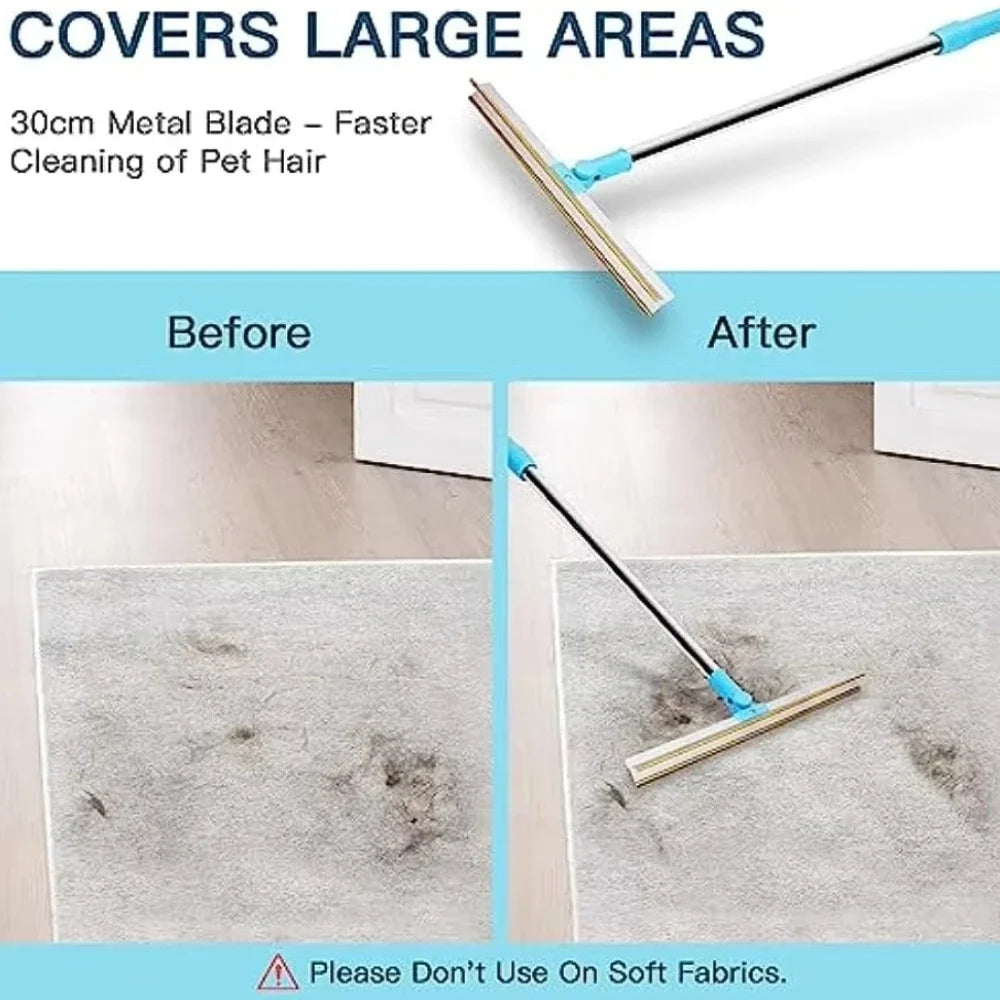 Carpet Rake Pet Dog Cat Hair Remover Set Telescopic Handle Rug Rake Super Hair Removal 180° Rotation Carpet Shave Pets Products