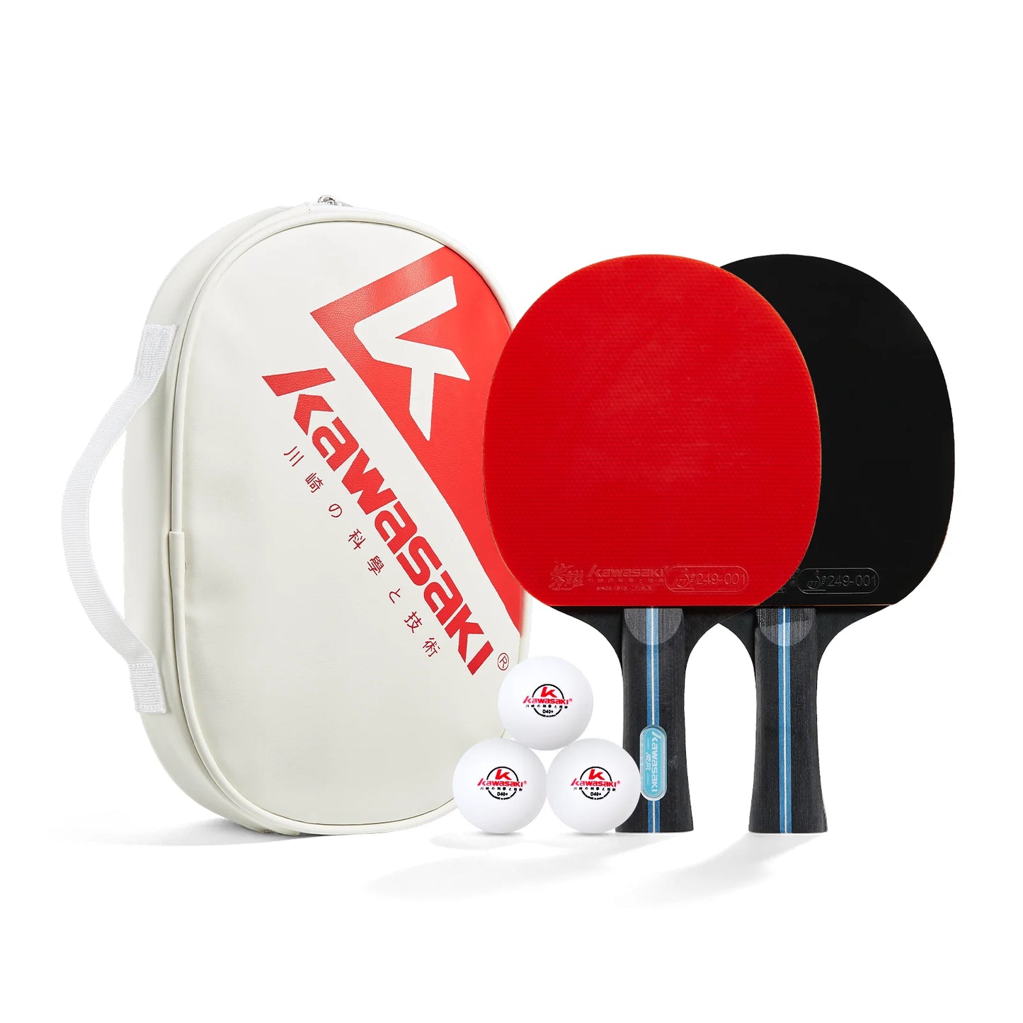 Kawasaki Table Tennis Set 2 Rackets 3 Balls with Case, ITTF Certified 7-Ply Blade for Beginners Training Ping Pong Paddle