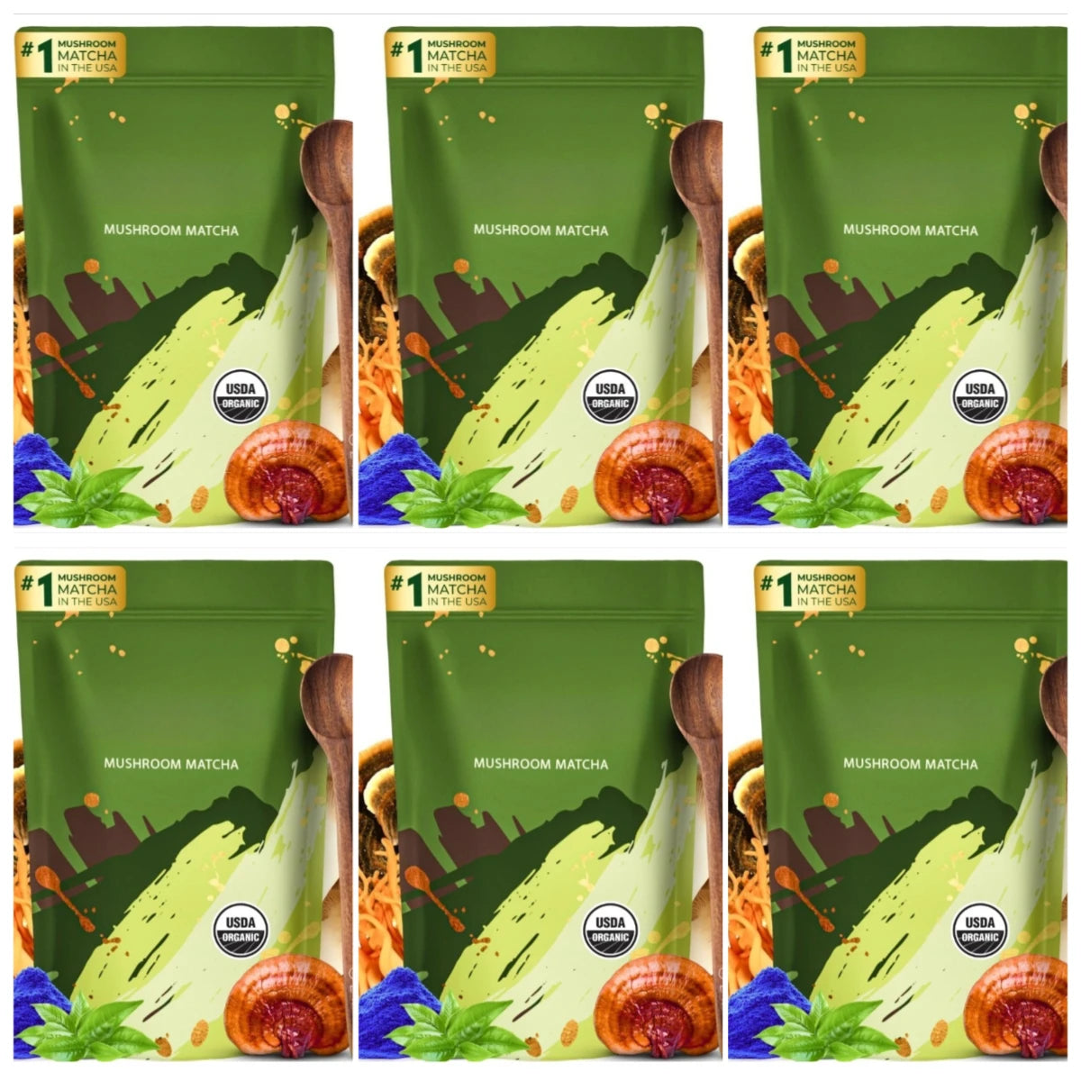Organic Mushroom Matcha Supplement with Ganoderma Lucidum Lion’s Mane 180g of Natural Nutrients
