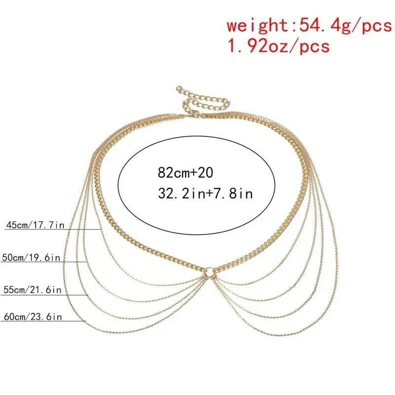 39BD Sexy Women Beach Jewelry Waistchain Personality Chain Body Chain Decor
