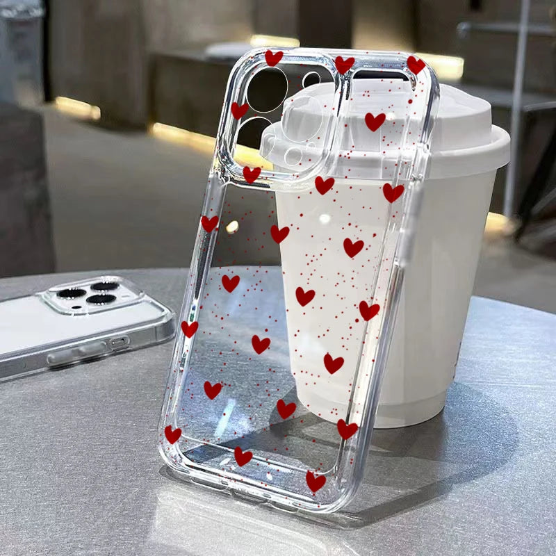 Simple Love Heart Bow Polka Dot Clear Phone Case for Xiaomi 15T Pro POCO F7 X7 X6 X5 F5 F6 Pro Mi 11 Lite 5G 14T 13T 12T Cover