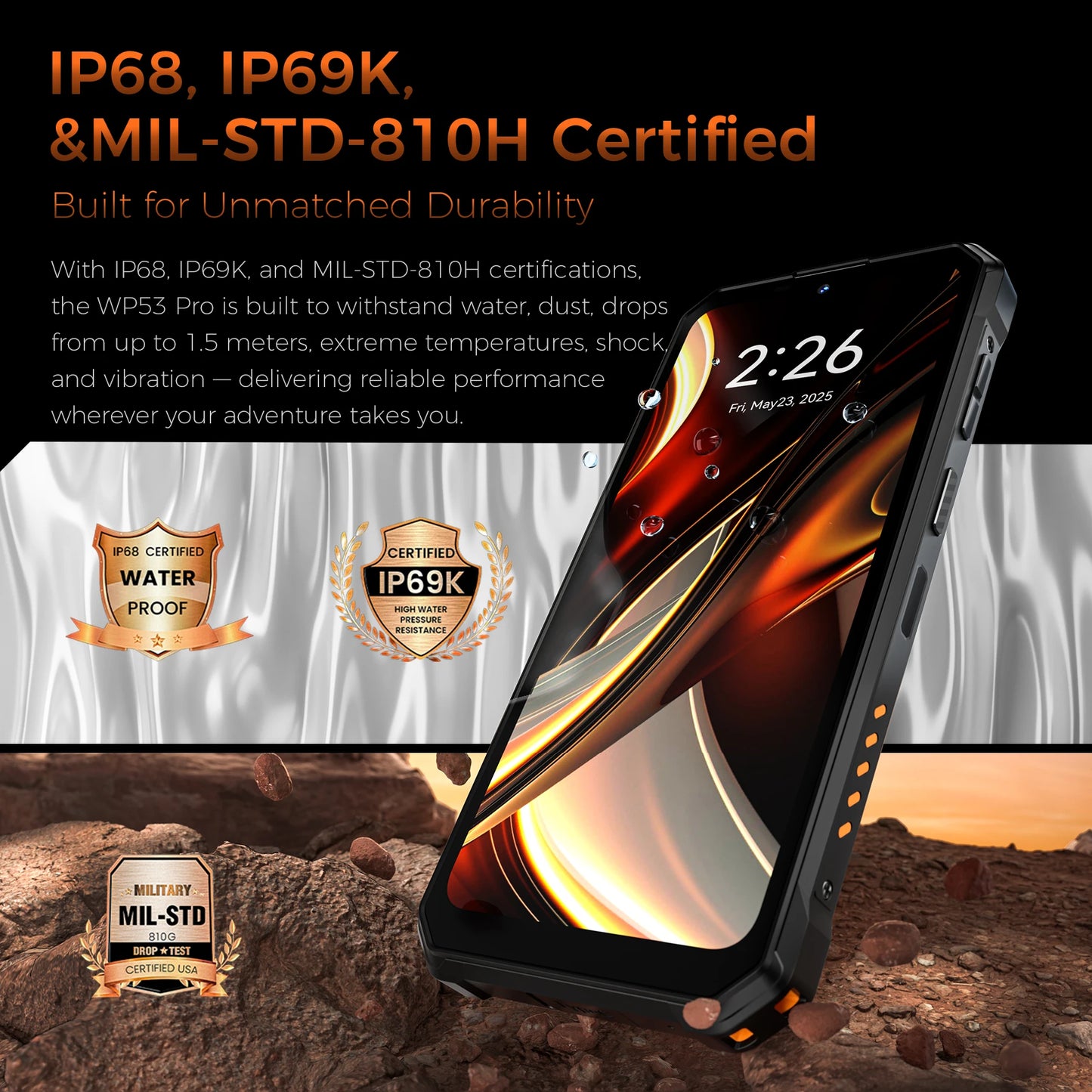 OUKITEL WP53 PRO 11000mAh Battery Rugged Smartphone, 24GB+256GB Cell Phone, Android 15 NFC 50MP Main Camera Mobile Phone